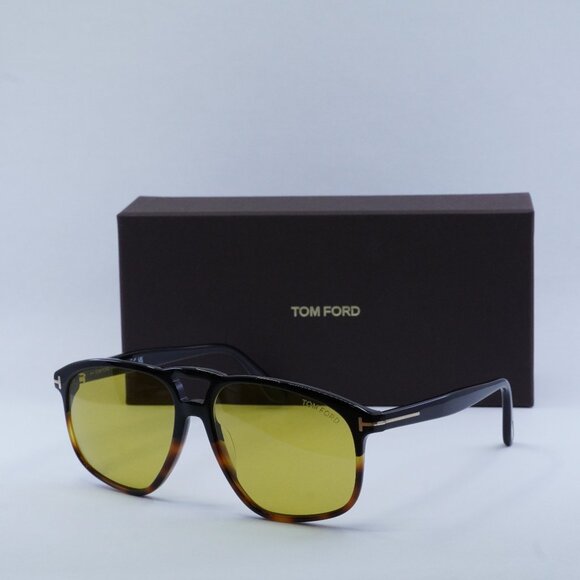 Tom Ford FT1000 05E Pierre Aviator Sunglasses - Black to Dark Havana/Brown